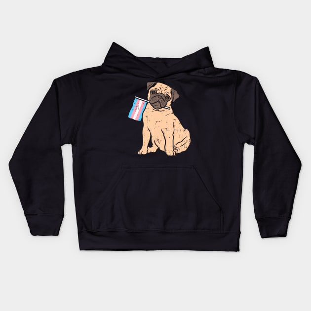 Pug Dog Transgender Flag Trans Pride Lgbt Animal Lover Kids Hoodie by sleepsky